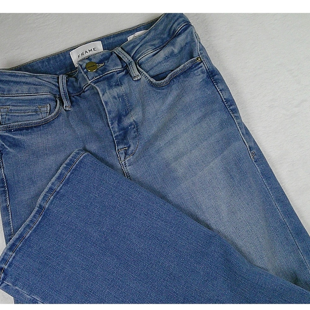FRAME Le One Crop‎ Mini Boot Jeans Blue High Rise Bootcut Denim Size 1